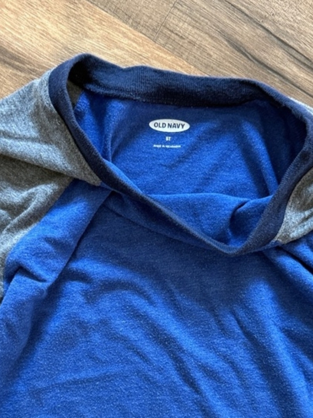 Old Navy Royal Blue with Heather Gray Sleeves Baseball Tshirt